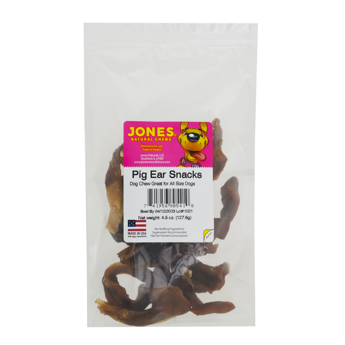 Jones Natural Chews Premium Pig Ears Dog Treat 8 Oz