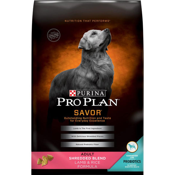 Purina Pro Plan Savor Adult Shredded Blend Lamb & Rice Formula Dry Dog Food