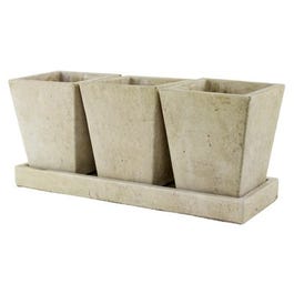 Natural Cement Planter Trio, Slate, 5 x 8 x 4-In.