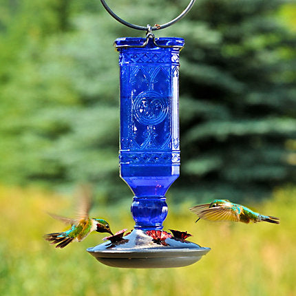 Perky-Pet® Cobalt Blue Antique Bottle Glass Hummingbird Feeder (16 oz)