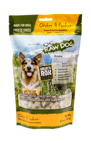OC Raw Dog Freeze Dried Chicken & Produce Meaty Rox