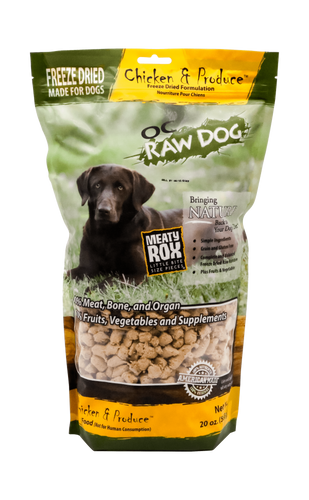 OC Raw Dog Freeze Dried Chicken & Produce Meaty Rox
