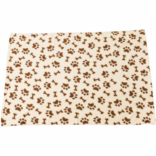 Ethical Pet Snuggler Bones/Paws Print Blanket Cream