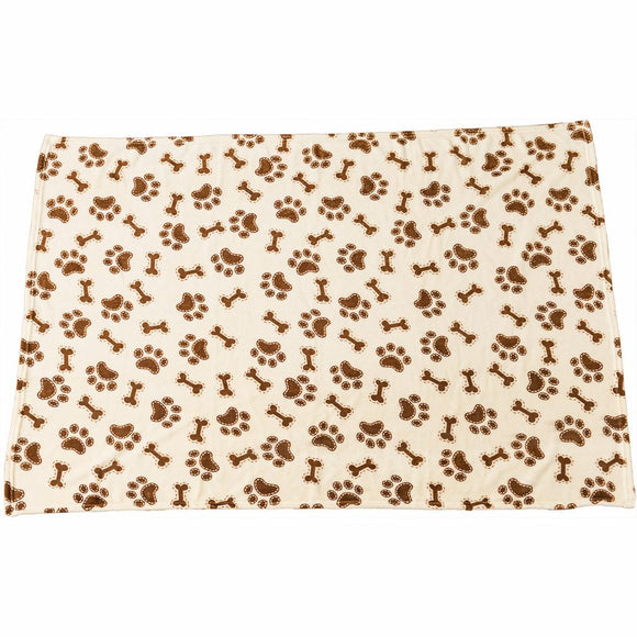 Ethical Pet Snuggler Bones/Paws Print Blanket Cream