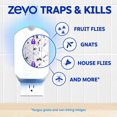 ZEVO Flying Insect Trap, Fly Trap (1 Plug-In Base + 1 Cartridge) 3 in 1
