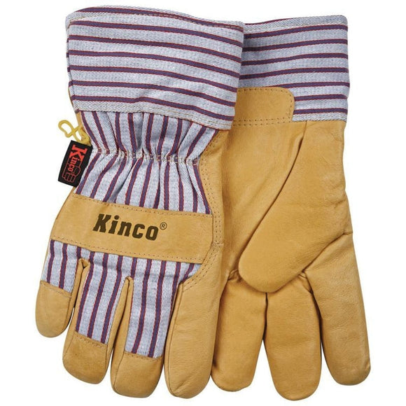 Kinco Lined Grain Pigskin Glove (TAN/BLUE/RED Medium)