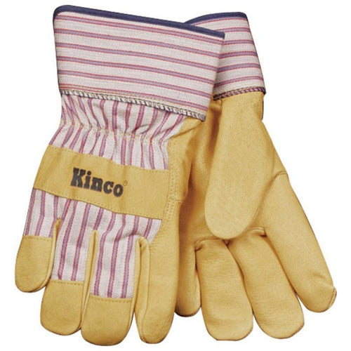 Kinco Lined Grain Pigskin Glove (TAN/BLUE/RED Medium)